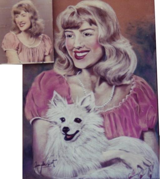 Pastel portrait of a white dog